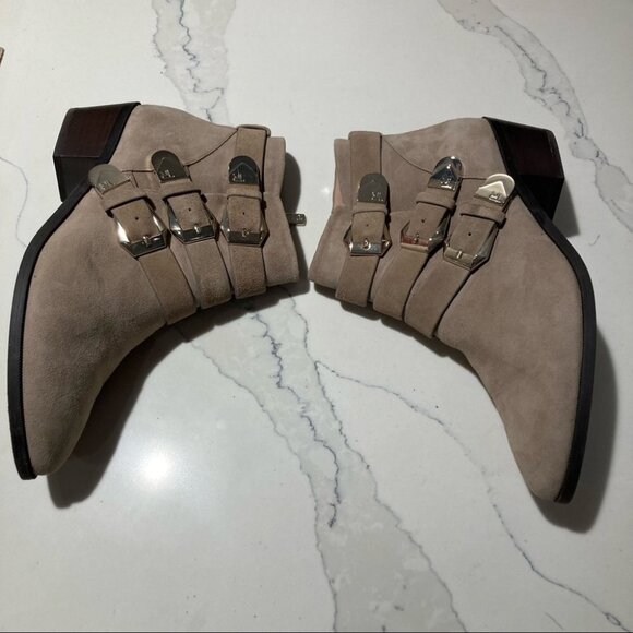 TARYN ROSE Sz 9.5B Samantha Light Taupe Beige Western Style  Booties - Picture 2 of 10
